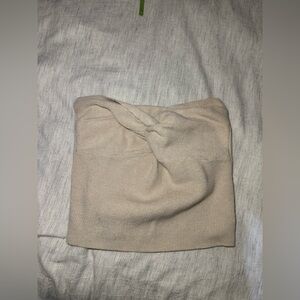 Beige Knotted Ribbed Headband